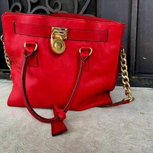 Michael Kors large red Hamilton Handbag
